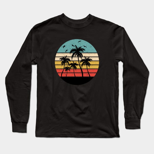 80s Sunset Palm Trees Long Sleeve T-Shirt by khalmer